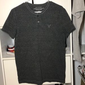 Black/grey American eagle button up shirt
